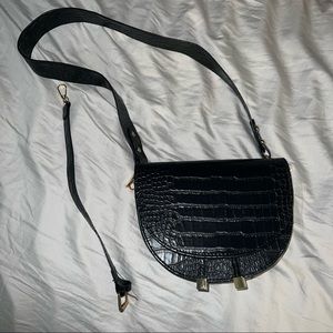 Black Crocodile Print Clutch/Crossbody Bag